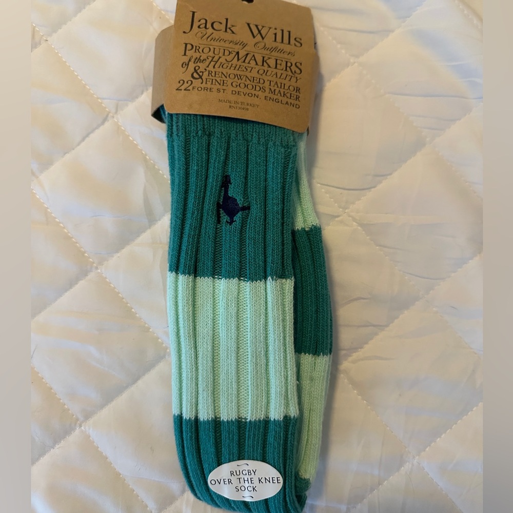 Vintage Jack Wills green and light green Rugby Over the Knee Sock